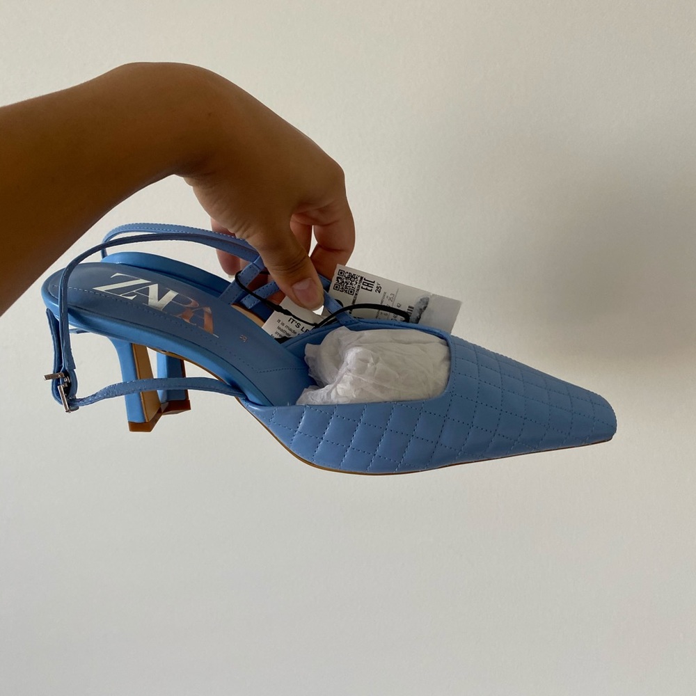 ❌SOLD❌ ZARA QUILTED LEATHER HEELED SLINGBACK - Picture 9 of 11
